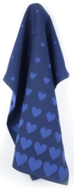 Bunzlau Tea Towel Hearts Dark Blue