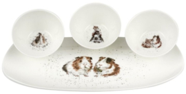 Wrendale Designs 'Guinea Pigs' 3 Bowl and Tray Set