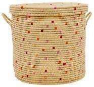 Rice Raffia Storage Basket Ø 42 cm -Red-