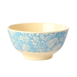 Rice Medium Melamine Bowl - Blue Fern & Flower Print