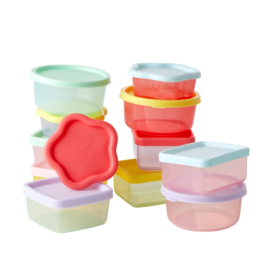 Rice Assorted Small Plastic Food Boxes in Net - Spring Colors - 12 pieces
