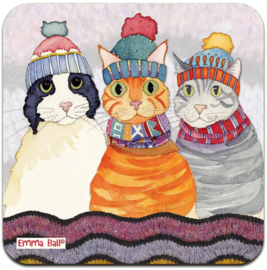 Emma Ball Onderzetter - Three Cats - per stuk