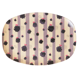 Rice Melamine Rectangular Plate - Blackberry Beauty Print