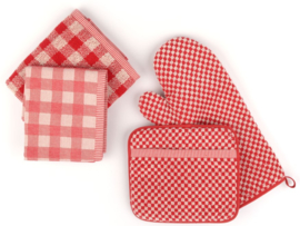 Bunzlau Kitchen Pot Holder Small Check Red