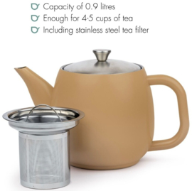 Bredemeijer Dubbelwandige theepot Vera - 0,9 liter - Latte Bruin - Met filter
