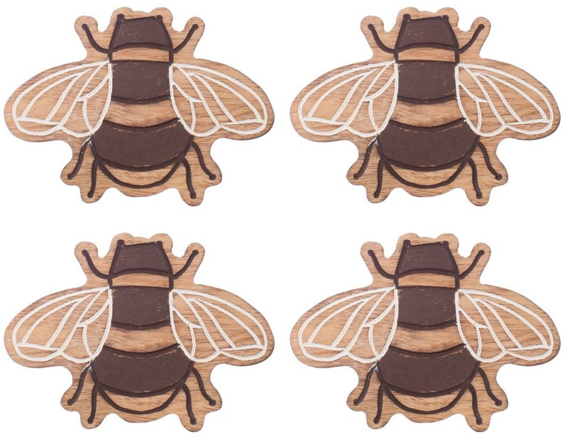 Sass & Belle Coasters Wooden Bee -set of 4-