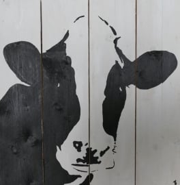Cow on scaffold wood painting