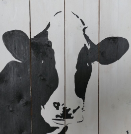 Cow painting, made on scaffolding wood