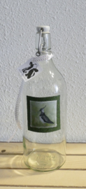 Karaf fles met kievit aquarel : sfeerlicht, nootjes, suikerpot of vaasje.