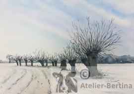 Winter aquarel schilderijen