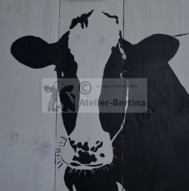 Cow on scaffold wood painting