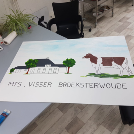 Opdracht: Bedrijfsnaambord in opdracht met acrylverf ontwerp