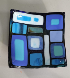 Glazen blauwe abstracte schaal glasfusion