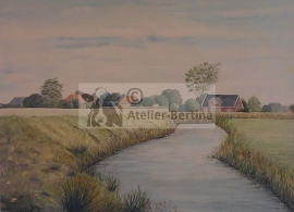 Landschap aquarel schilderij