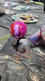Zaterdag 20 december 2025 kerstballen en alcoholinkt. Kerstworkshop Raalte