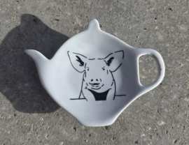 Teebeutel / Teetiphalter Schwein