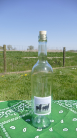 Fles met paarden aquarel : sfeerlicht, nootjes, suikerpot of vaasje.