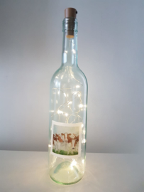 Fles met koeien aquarel : sfeerlicht, nootjes, suikerpot of vaasje.