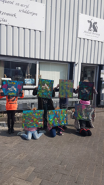 Kinderfeestje action painting schilderij