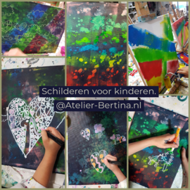 Kinderfeestje fantasie schilderij