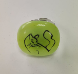 Kat / poes ring met glazen applicatie