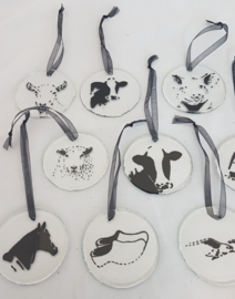 glass hanger with a cow