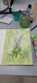 Bloemen in pot aquarel schilderij