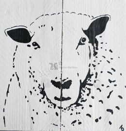 Schapen steigerhout schilderij ( voor binnen of buiten)