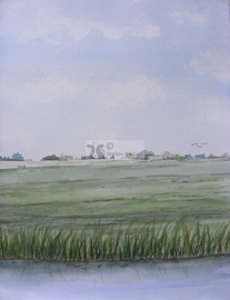 Landschap aquarel schilderij