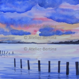 Sunset watercolor painting