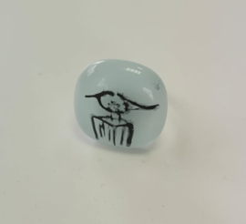 Vogel ring met glazen applicatie