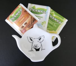 Teebeutel / Teetiphalter Schwein