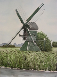 Aquarellmalerei Mühle