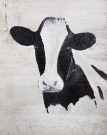 Cow on scaffolding wood (small) 20 x 20 cm