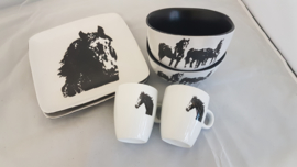 Paard servies set voor 2 personen