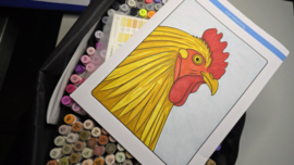 Lijnen tekening haan