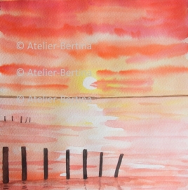 Sunset watercolor painting