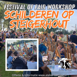 Schilderen op steigerhout fair / festival workshop