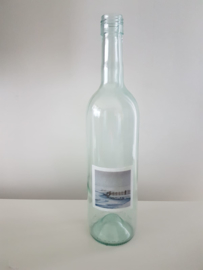 Fles met winter aquarel : sfeerlicht, nootjes, suikerpot of vaasje.