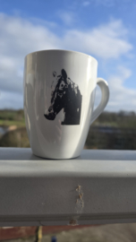 Mok paard (groot) zwart wit