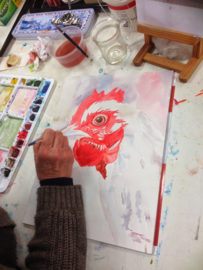 1 cursus les:  aqaurel-/ acryl schilderen. Atelier-Bertina te Raalte