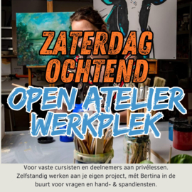 Open atelier werkplek voor de zelfstandige cursist (zaterdagochtend, even week)