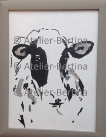 Koe acryl schilderij op canvas en met lijst