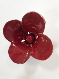 Rode bloem keramiek (tuinsteker)