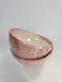 Kom keramiek met rode bellen glazuur