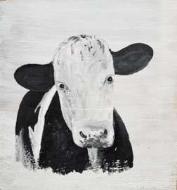 Cow on scaffolding wood (small) 20 x 20 cm