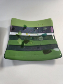 Set 2 groene schalen glasfusion