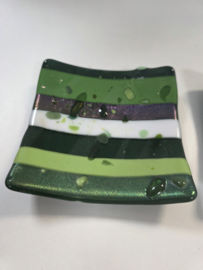 Set 2 groene schalen glasfusion