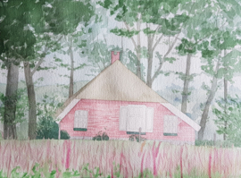 Les sallande boederij aquarel: stappenplan tutorial video + werkbladen + lijntekening