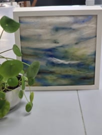 Landschap: Wol vilt schilderij